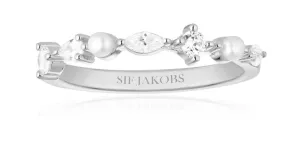 Sif Jakobs Strieborný prsteň s kubickými zirkónmi a perlami Adria SJ-R12260-PCZ 54 mm
