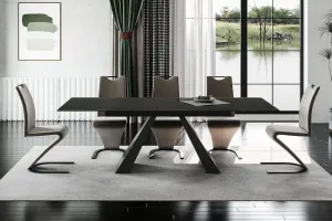 Jedálenský stôl rozkladací SALVADORE Signal Čierna - melted glass