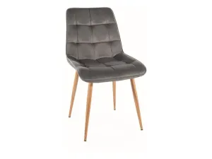 Signal Jedálenská stolička CHIC D VELVET | drevené nohy Farba: Sivá / Bluvel 14 #7265182
