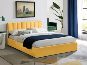 Signal Manželská posteľ MONTREAL VELVET 160 s úložným priestorom Farba: Curry / tap.193