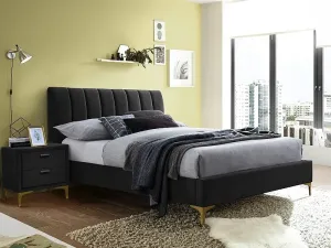 Signal Čalúnená posteľ MIRAGE VELVET 160 x 200 cm farba čierna/ zlatá