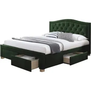 Signal Čalúnená posteľ ELECTRA VELVET 160 x 200 cm farba zelená/dub