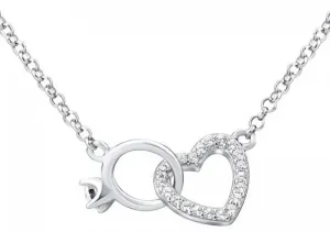 Silvego Strieborný náhrdelník srdce prepojené s prstienkom MWN01149