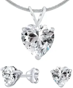 Silvego Strieborný set šperkov s čírym krištáľovým sklom JJJHEART01 (náušnice, prívesok)