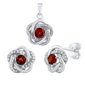 Silvego Strieborný set šperkov ROSALYN s granátmi a Brilliance Zirconia JJJS0088GA (náušnice, prívesok) #8518508