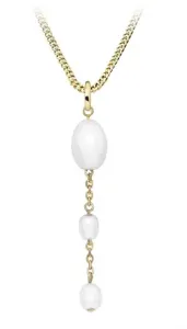 Silver Cat Nežný pozlátený náhrdelník s pravými perlami SC513 (retiazka, prívesok) #7358860