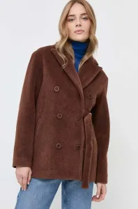 Kabát Silvian Heach dámsky, hnedá farba, prechodný, dvojradový #8766265