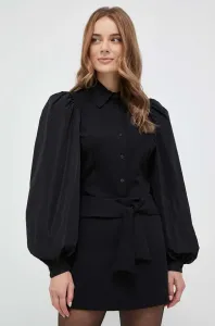 Košeľa Silvian Heach dámska, čierna farba, slim, s klasickým golierom