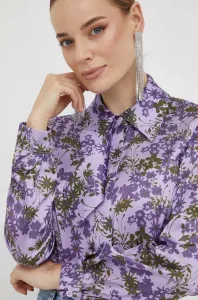 Košeľa Silvian Heach dámska, fialová farba, regular, s klasickým golierom #8948939