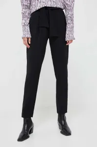 Nohavice Silvian Heach dámske, čierna farba, rovné, vysoký pás #9080561