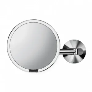 Simplehuman Sieťové kozmetické zrkadlo na stenu Sensor s LED osvetlením, 5x zväčšenie Shiny stainless steel