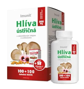 Imunit HLIVA ustricová 800 mg Akcia cps s rakytníkom a echinaceou (100 + zadarmo 100) ks + darček Vitamín C URGENT tbl 30 ks, 1x1 set