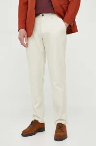 Bavlnené nohavice Sisley béžová farba, priliehavé #8642871