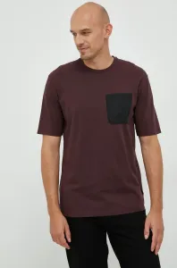 Bavlnené tričko Sisley bordová farba, jednofarebné #8202217