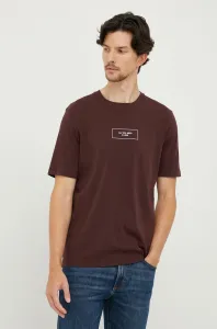 Bavlnené tričko Sisley bordová farba, s potlačou #268722