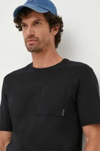 Bavlnené tričko Sisley čierna farba, jednofarebný