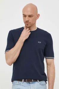 Bavlnené tričko Sisley tmavomodrá farba, jednofarebné #8658224