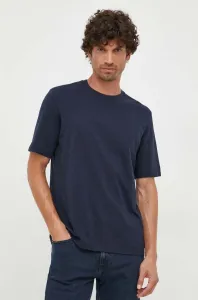 Bavlnené tričko Sisley tmavomodrá farba, jednofarebný #8762470