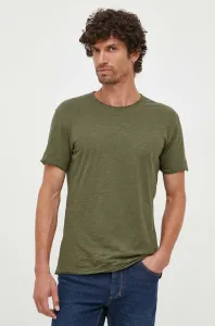 Bavlnené tričko Sisley zelená farba, jednofarebný