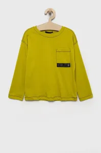 Detská bavlnená košeľa s dlhým rukávom Sisley zelená farba, jednofarebný #6814330