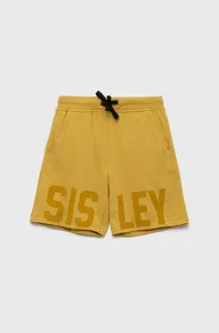 Detské bavlnené šortky Sisley žltá farba, nastaviteľný pás #8864367