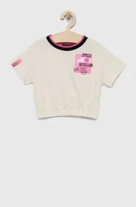 Detské bavlnené tričko Sisley béžová farba #8213125