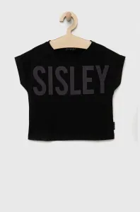 Detské bavlnené tričko Sisley čierna farba #8657211