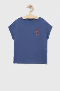 Detské bavlnené tričko Sisley fialová farba #7513449