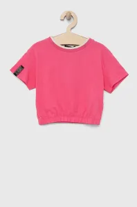 Detské bavlnené tričko Sisley ružová farba