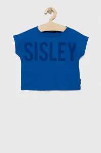 Detské bavlnené tričko Sisley tmavomodrá farba #8835742
