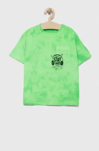 Detské bavlnené tričko Sisley zelená farba, vzorovaný