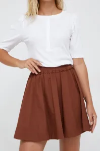 Bavlnená sukňa Sisley hnedá farba, mini, áčkový strih