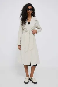 Kabát Sisley dámsky, béžová farba, prechodný, dvojradový #8677242