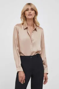 Košeľa Sisley dámska, béžová farba, regular, s klasickým golierom #8763404