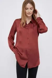 Košeľa Sisley dámska, bordová farba, regular, s klasickým golierom #8508011