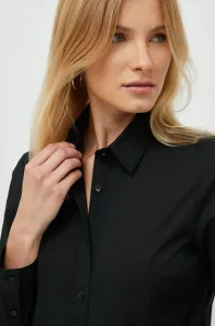 Košeľa Sisley dámska, čierna farba, regular, s klasickým golierom #269025