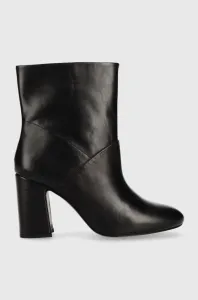 Kožené členkové topánky Sisley dámske, čierna farba, na podpätku, #8978920