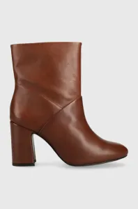 Kožené členkové topánky Sisley dámske, hnedá farba, na podpätku, #5826860