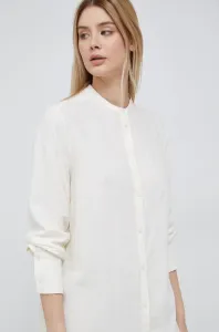 Ľanová košeľa Sisley dámska, béžová farba, voľný strih, #247265