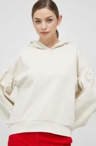 Mikina Sisley dámska, béžová farba, s kapucňou, jednofarebná
