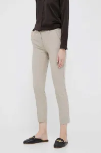 Nohavice Sisley dámske, béžová farba, rovné, stredne vysoký pás
