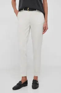 Nohavice Sisley dámske, béžová farba, rovné, vysoký pás #8753766