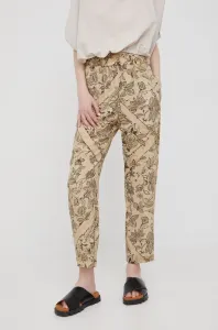 Nohavice Sisley dámske, béžová farba, rovné, vysoký pás #233335
