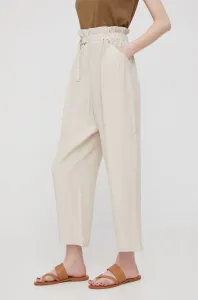 Nohavice Sisley dámske, béžová farba, rovné, vysoký pás #5657395
