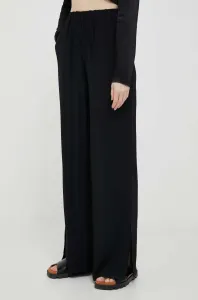 Nohavice Sisley dámske, čierna farba, rovné, vysoký pás #8835773