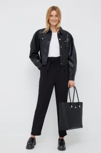 Nohavice Sisley dámske, čierna farba, rovné, vysoký pás #265120