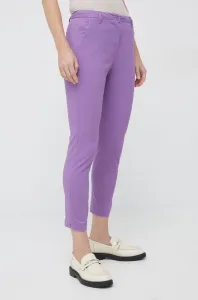 Nohavice Sisley dámske, fialová farba, rovné, vysoký pás #5886874