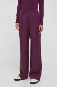 Nohavice Sisley dámske, fialová farba, široké, vysoký pás #8764153
