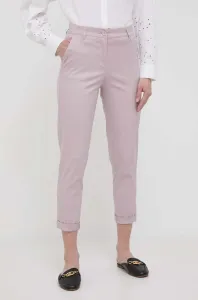 Nohavice Sisley dámske, ružová farba, cigaretový strih, vysoký pás #9079651