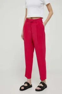 Nohavice Sisley dámske, ružová farba, cigaretový strih, vysoký pás #9260463